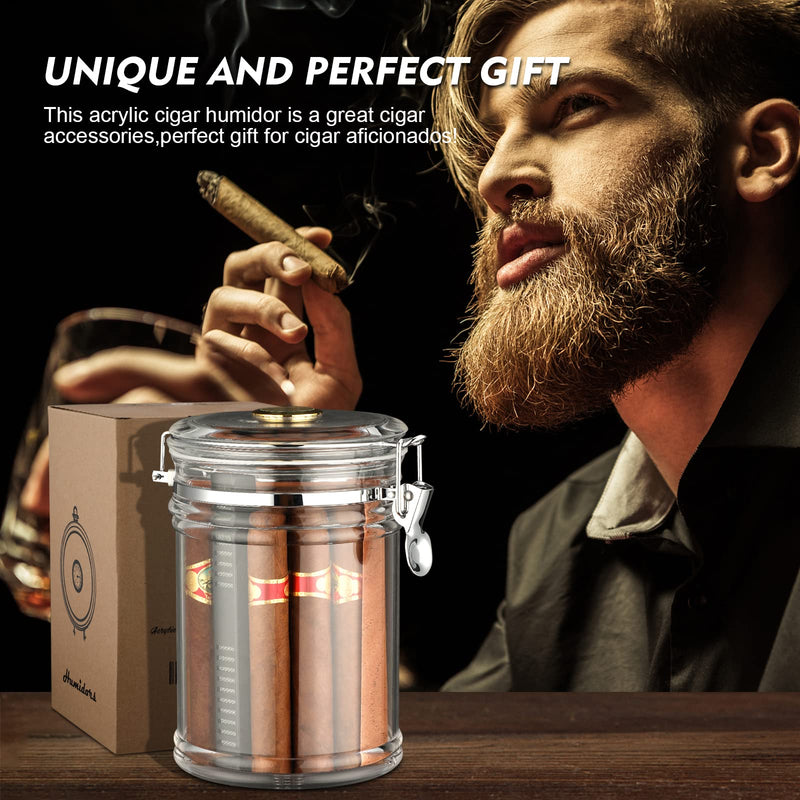 [Australia] - XIFEI Acrylic Humidor Jar with Humidifier and Hygrometer,humidor That can Hold About 18 Cigars (Clear) 