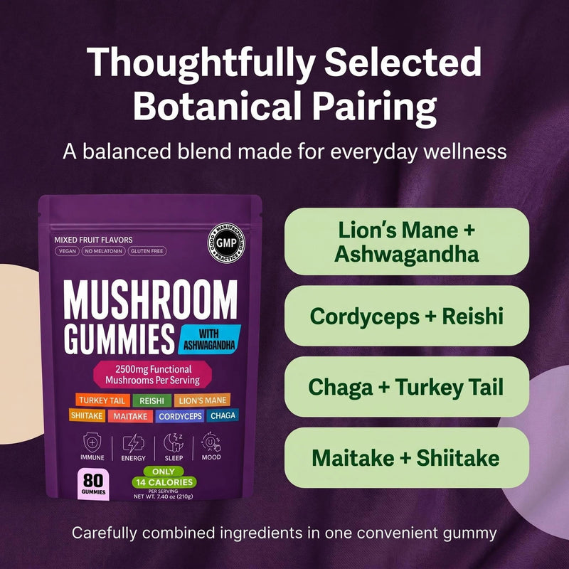 Mushroom Gummies with Lion’s Mane & Reishi – 80 Count 8-in-1 Functional Mushroom Complex 2500mg – Energy, Focus, Immunity Support – Vegan Mixed Fruit Gummies