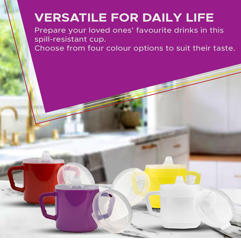 Compact 240ml Adult Sippy Cup with Dual Handles - Ideal for Limited Mobility, Handicapped, and Elderly Care - Assistive Sip Cups Cups for Elderly Care Drinking Mug/Drinking Cup/Non Spill Cup (Purple) Purple