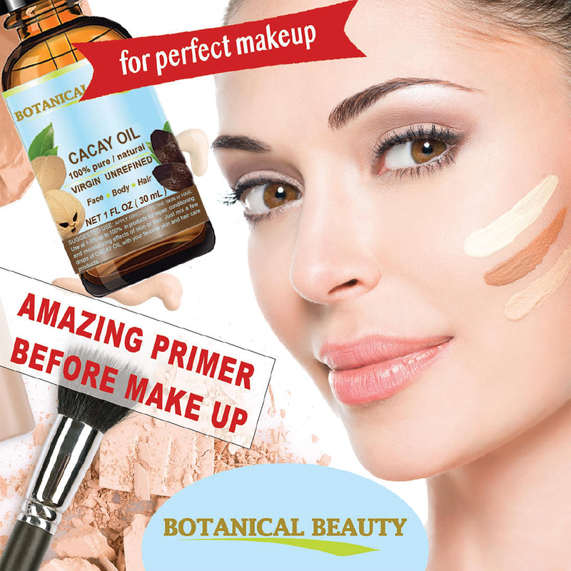 Botanical Beauty CACAY OIL 100% Pure Natural Virgin Unrefined Cold-Pressed Carrier Oil WILD GROW 0.5 Fl Oz 15 ml For Face, Skin, Body, Hair. Anti Wrinkle Face Oil Natural Retinol Vitamin A, Vitamin E