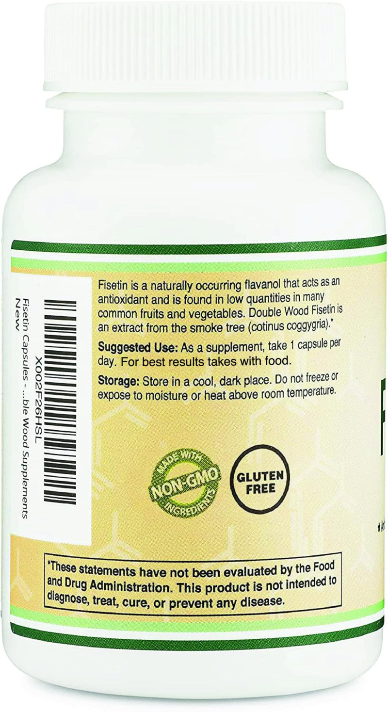 [Australia] - Fisetin Supplement - 100mg of Bioactive Flavnonols, 60 Count (Bioflavonoid Polyphenols Supplement Similar to Apigenin, Luteolin, and Quercetin) Aging Support Senolytic by Double Wood 