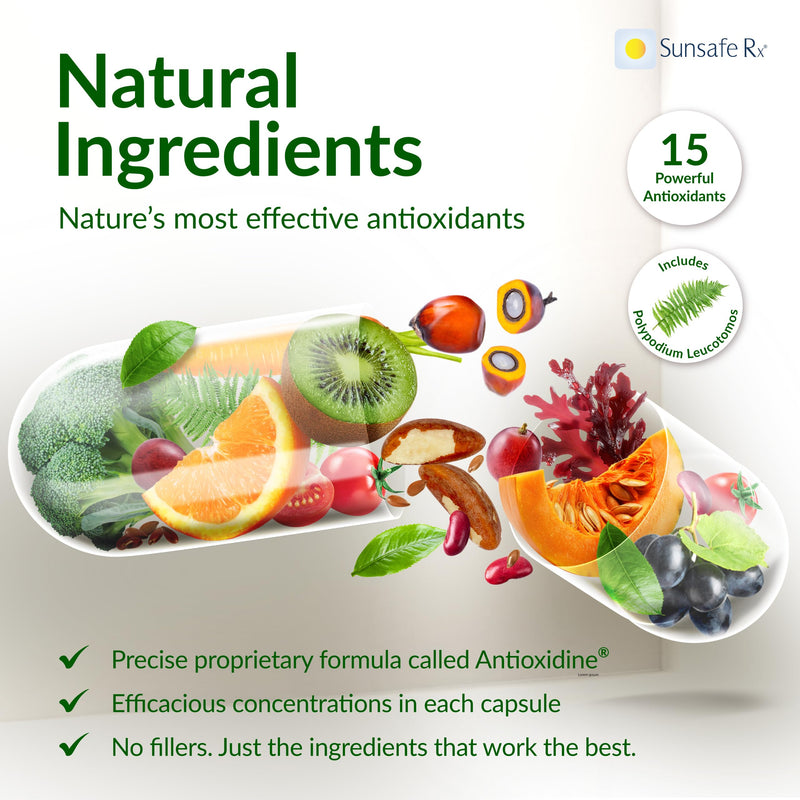 Sunsafe Rx Anti Aging Supplement: Natural Skin Protection Pills 30 Capsules | Antioxidants, Skincare, Radiant Skin, Youthful Appearance, Eye Health, Vitamins, Minerals, 250mg Polypodium Leucotomos 30 Count (Pack of 1)