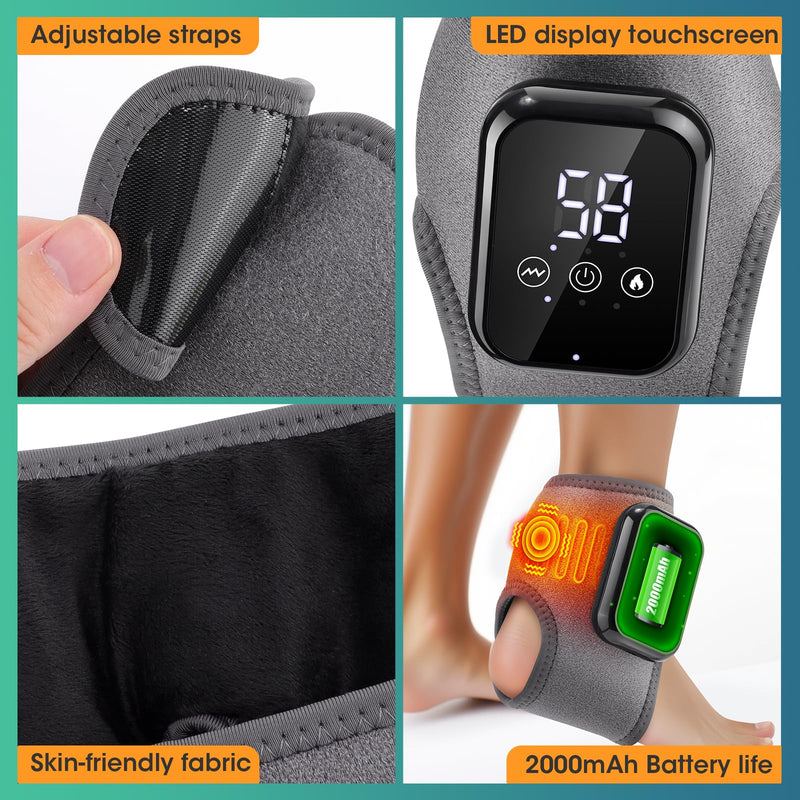 Cordless Ankle Heating Pad for Pain Relief, Ankle Massager for Circulation and Pain, Rechargeable Ankle Brace Massager, Heated Ankle Wrap