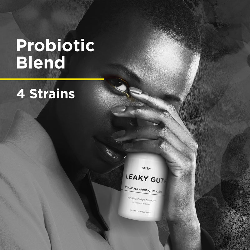 [Australia] - Amen Leaky Gut Supplements - Advanced Formula with Bioavailable L Glutamine, Zinc, Turmeric, Licorice Root - Bowel and Stomach Probiotics & Fermented Prebiotics - Vegan, Non-GMO - 90 Capsules 90 Count (Pack of 1) 