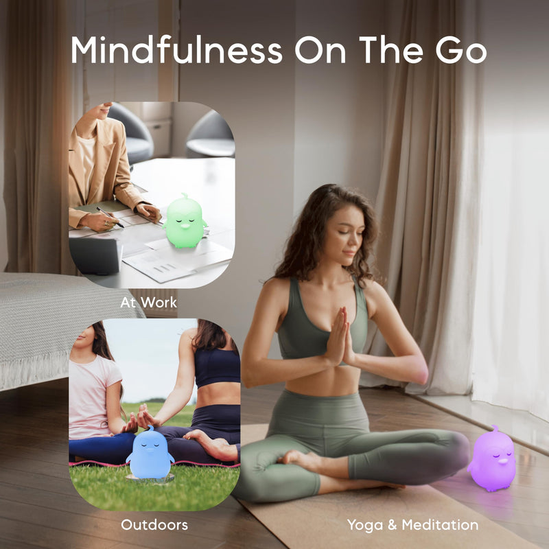 [Australia] - Mindfulness Breathing Light, Guided Visual Meditation Breathing Light, Breathing Pal 'Penny', 3 Breathing Modes with Night Light, Science-Based for Anxiety Relief/ADHD/Meditation/Sleep Aid Penny (Penguin) Standard 