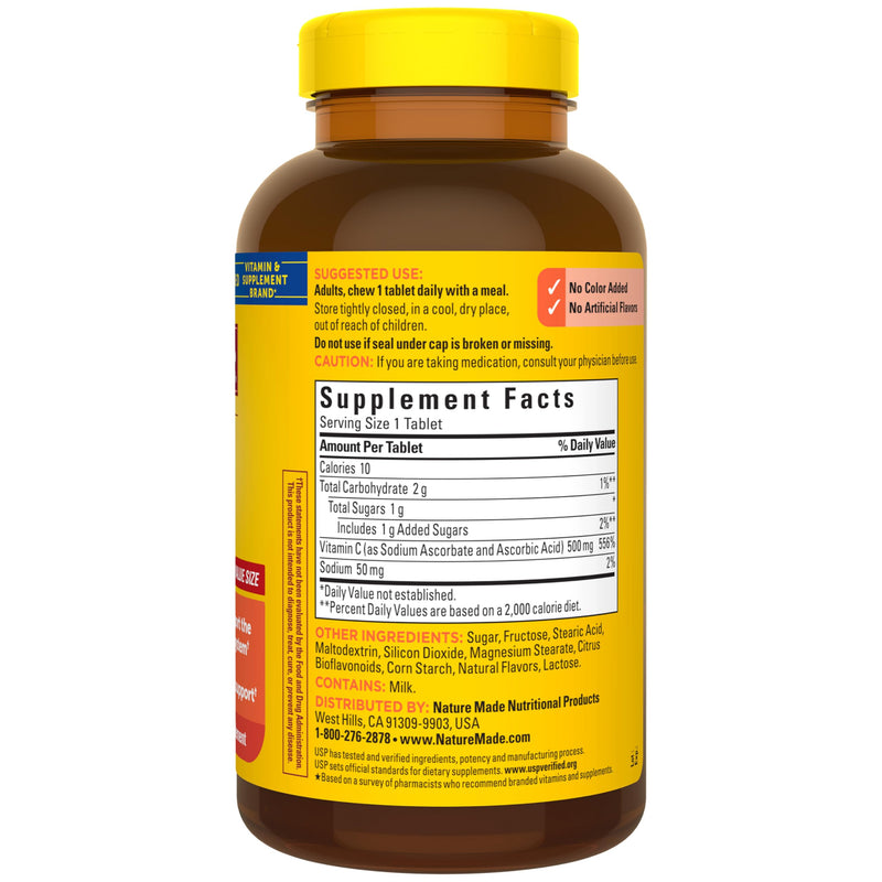 Nature Made Chewable Vitamin C 500 mg for Immune Support, 150 Tablets | Dietary Vitamin C Supplement for Immune Support and Antioxidant Support, Orange Flavored Chewable Tablets, 150 Day Supply 150 Count (Pack of 1)