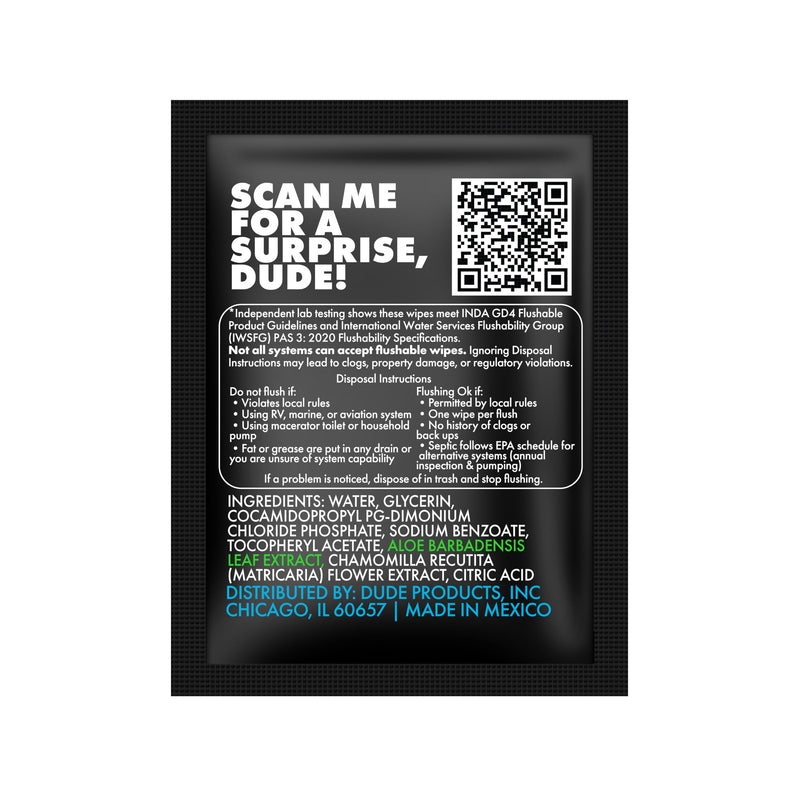 DUDE Wipes On-The-Go Unscented Adult Flushable Travel Wipes, 60 Count | 60 individually wrapped flushable butt wipes. Travel essentials. Hypoallergenic, 99% water, vitamin E and aloe. Septic safe. Fragrance Free 30 Count (Pack of 2)