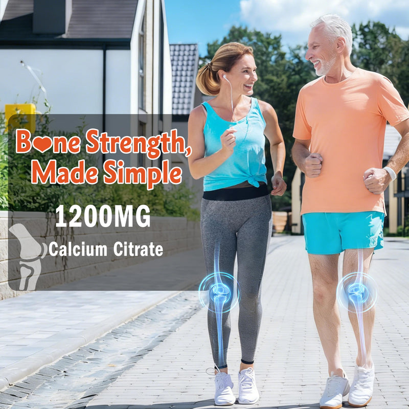 Calcium Citrate 1200mg with Vitamin D3 Gummies for Women & Men | Magnesium, Zinc, High Absorption Calcium Chewable, Bone Muscle Support, Sugar-Free, Orange Flavor, 120 Chews