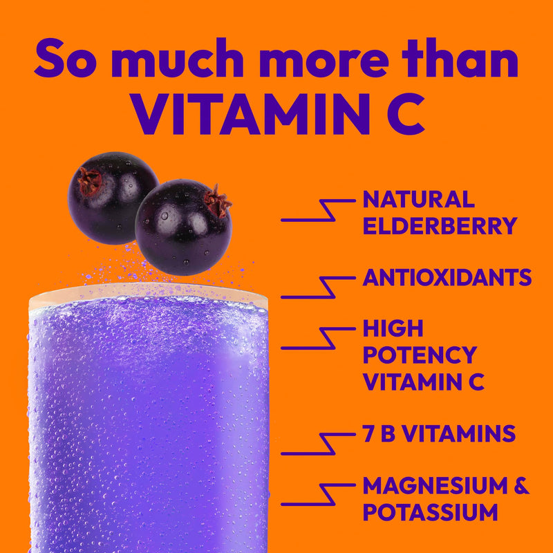 Emergen-C Elderberry Vitamin C Immune Support Powder, 18 Packets | High Potency Vitamin C, Zinc and Manganese, B Vitamins, Botanical, Gluten Free, Caffeine Free 5.2 Ounce (Pack of 1)