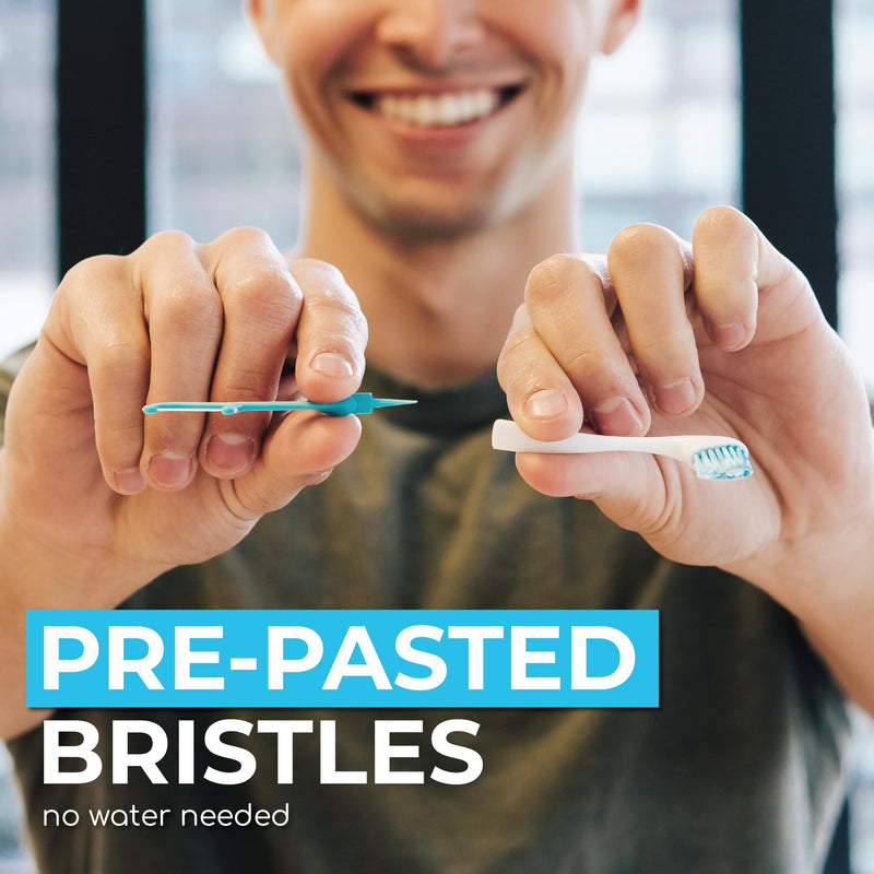 Brushee Disposable Travel Toothbrush, Whitening Prepasted 4-in-1, 36-Pack | Built-In Paste, Brush, Floss & Pick; Removes Stains, Soft Bristles; Great for Braces & Aligners; Choking Hazard Under 3 36 Count (Pack of 1)