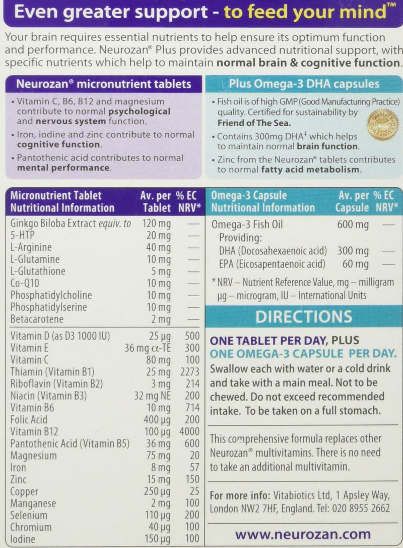 Neurozan Vitabiotics Plus Tablets 56 Capsules