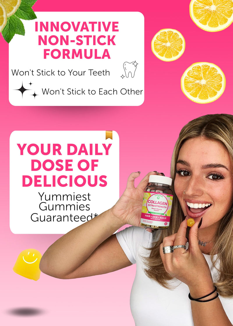 [Australia] - Lunakai Delicious US Made Collagen Gummies - 200mg Non-GMO Anti-Aging Formula with Biotin, Zinc, Vitamins C & E for Glowing Hair, Skin & Nails, 60ct 30 Day Supply 