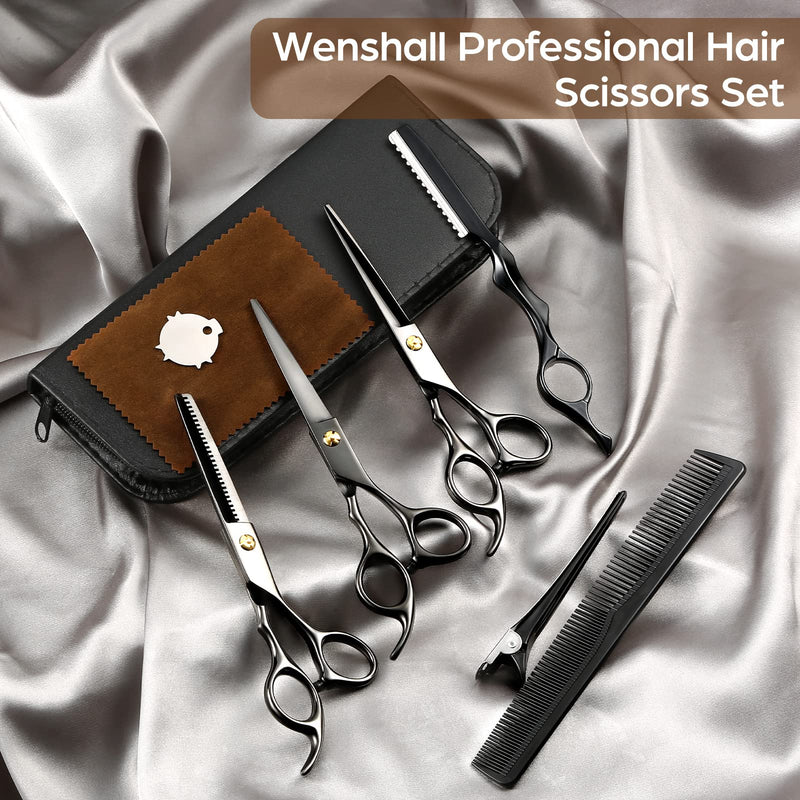 [Australia] - Wenshall Hairdressing Scissors for Professional Salons Hair Cutting Scissors Premium Scissors Hair Cutting with Extra Sharp and Precise Cuts Hair Scissors for Men, Women and Adults (6.5", Black) 