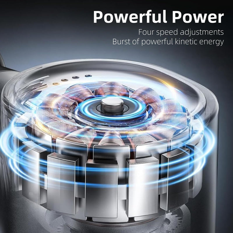 [Australia] - Mini Massage Gun Deep Tissue, Portable Hand Held Massager Gun with Heat, Portable Percussion Muscle Massager with 4 Massage Heads for for Dad, Office, Home, Athletes Black 