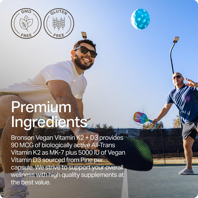 Bronson Vitamin K2+D3 Vegan 2 in 1 Support Vitamin K2 As MK-7, 120 Capsules | Vegan 2-in-1 Immune, Bone & Heart Health Support Formula, Gluten Free, Non GMO 120 Count (Pack of 1)