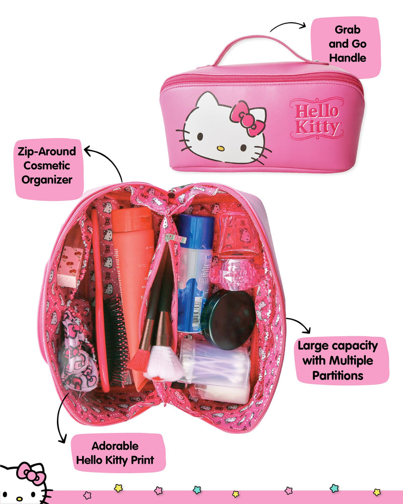 Hello Kitty Travel Makeup Bag Official License, Travel Cosmetic (Multi) | Bag, Sanrio Travel Pink Makeup Bag