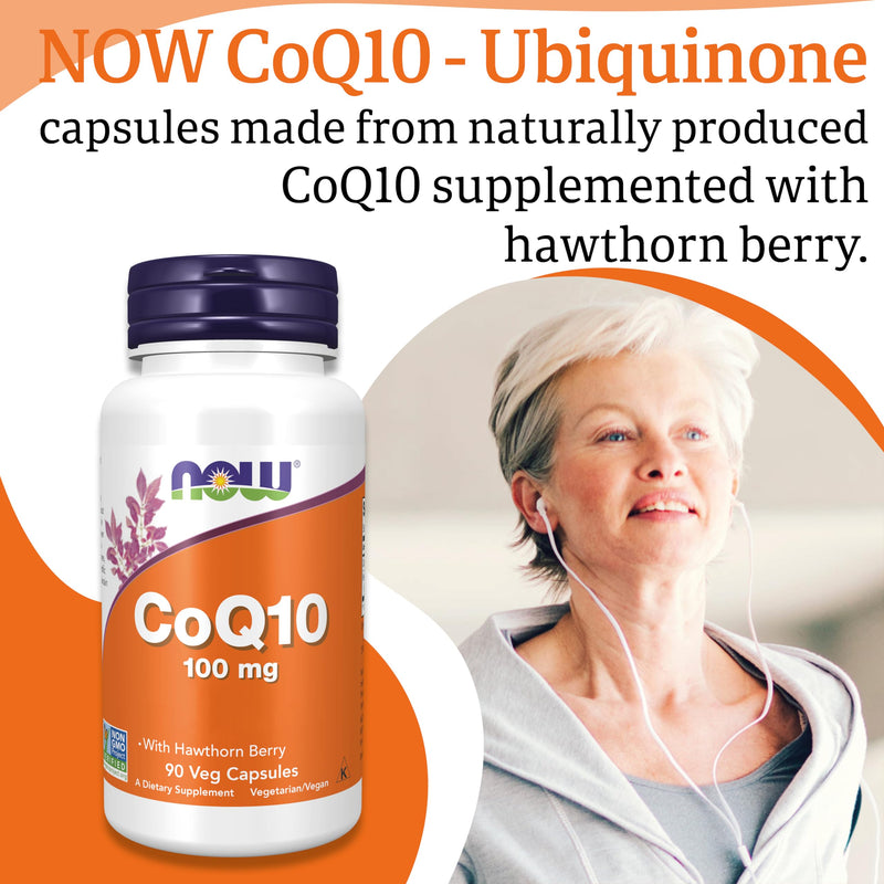 Now Foods, CoQ10 (Coenzyme Q10), 100mg, with Hawthorn, 90 Vegan Tablets, Lab-Tested, Gluten Free, Soy Free, Vegetarian, Non-GMO