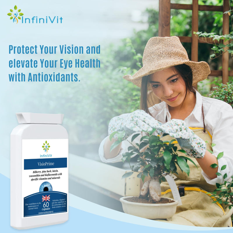 VisioPrime - Lutein, Zeaxanthin, Bioflavonoids, Bilberry, Pine Bark, Vitamins and Minerals Eye Supplement, 60 Capsules