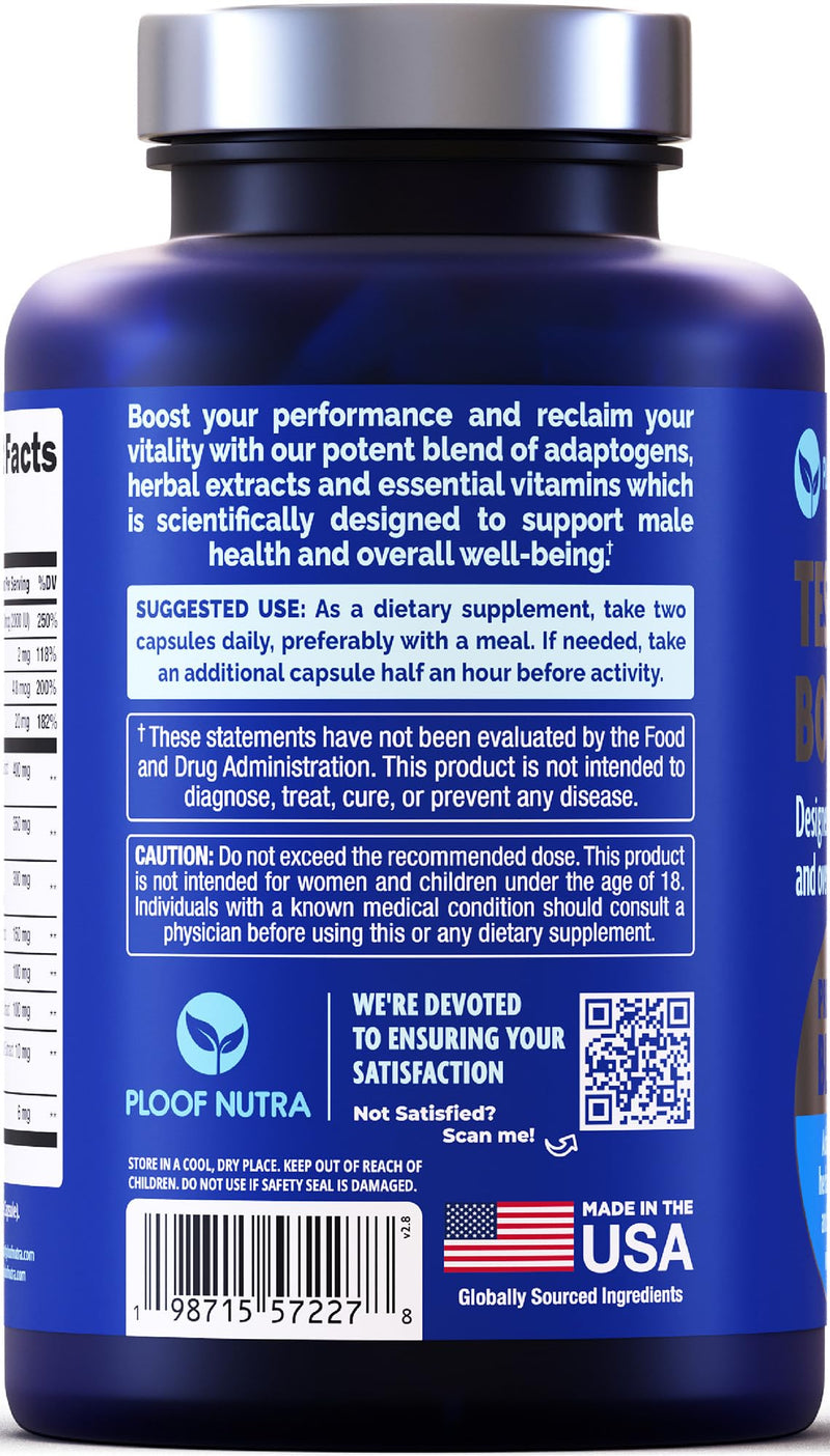 [Australia] - Testosterone Booster Supplement for Men - Male Enhancing Test Boost - Ashwagandha, Tongkat Ali, Rhodiola, Tribulus, Vitamin D3, B6, B12 - Workout, Muscle Builder, Strength, Energy, Performance - 120ct 