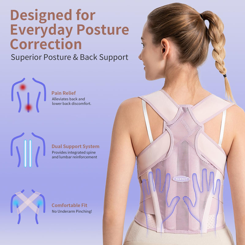 [Australia] - Posture Corrector for Women ‚Äì 2-in-1 Back Brace with Shoulder Support, Adjustable Full Back Straightener for Upper & Lower Back Pain Relief, Hunchback, Scoliosis & Spine Alignment (M) Medium 