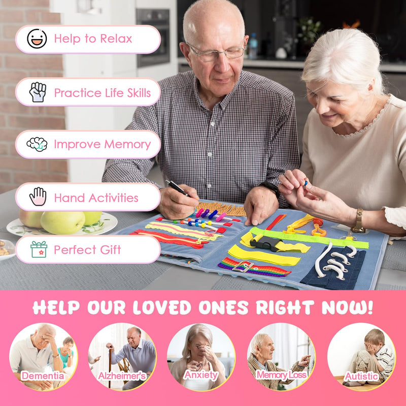[Australia] - Fidget Blanket for Adults with Dementia, Activities for Seniors, Suitable for Alzheimer's and Autistic Therapy, Relieves Anxiety, Calms and is a Comforting Product for Hand Exercises 