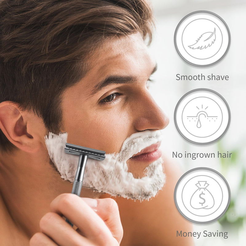 [Australia] - Bambaw Double Edge Safety Razor for Men & Women, Metal Razor with 5 Double Edge Safety Razor Blades, Eco-Friendly Razor ‚Äì Silver Silver Razor 