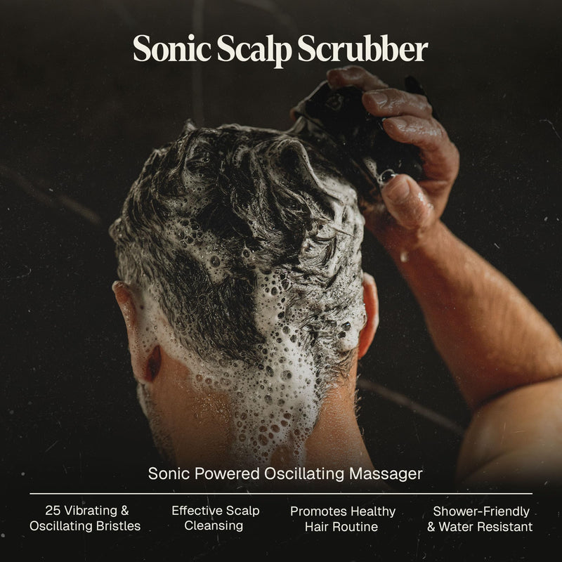 Black Wolf Sonic Scalp Scrubber - Rechargeable Hair & Scalp Scrub Brush | Hair & Scalp Massager Brush with 3-Speed Oscillation - Shower Cleaner Brush & Head Scrubber for Deep Clean & Exfoliation Black