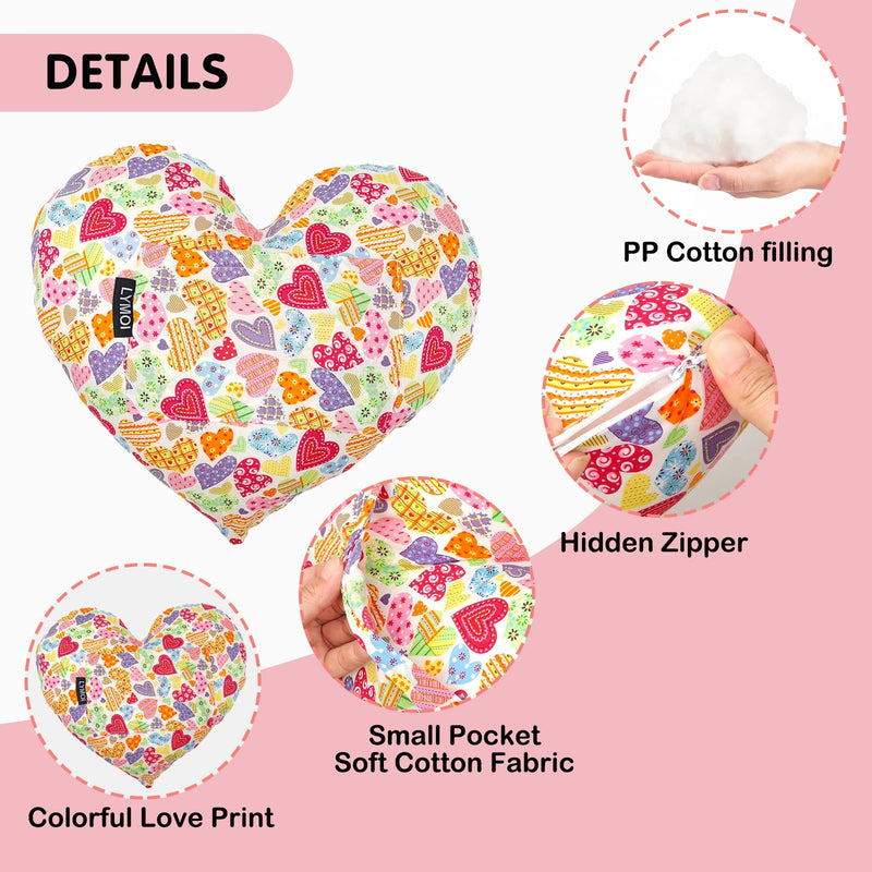 Heart Pillow for After Heart Surgery, Open Heart Surgery Pillow After Cough Recovery with Pocket, Comfort Cushion Recovery Gifts for Women Men Patients Heart Shaped Pillow Colorful