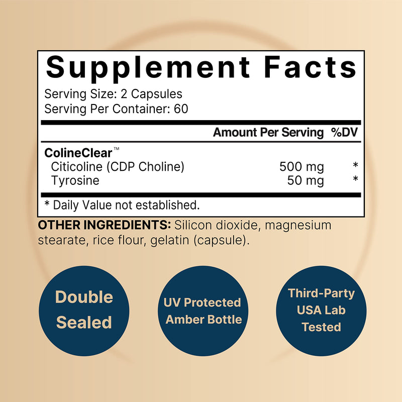 [Australia] - NatureBell Citicoline Supplements, CDP Choline, Citicoline 500mg Plus Tyrosine 50mg Per Serving, Optimized Dosage, 120 Capsules, 2 in 1 Formula, Dual Action Brain Supplement, Non-GMO 