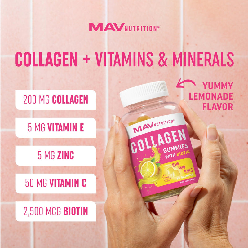 Collagen Gummies for Women | 200mg Hydrolyzed Collagen + 2500mcg Biotin, with Vitamin C, E & Zinc | Anti Aging, Hair Growth, Skin, Strong Nails | Non-GMO Collagen Supplements for Women | 60 Count