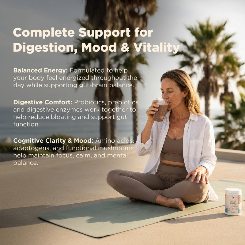Gut Health & Brain Support Daily Powder – Chocolate - 30 Servings | Brain Support, Digestive Balance, Doctor-Formulated, 10 Clinically Studied Probiotics, Digestive Enzymes, Adaptogens