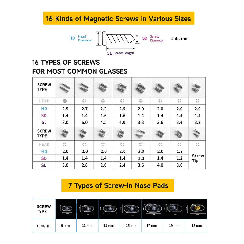 [Australia] - Upgraded All-in-One Magnetic Eyeglass Repair kit with Magnifying Glass, Repair Tool Kit with 12 interchangeable Screwdriver Bits, Nose Pads, Screws and Tweezer for Eyeglass, Sunglass, Watch, Laptop 