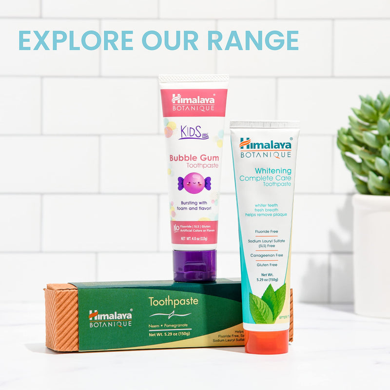[Australia] - Himalaya Botanique Original Neem & Pomegranate Botanical Toothpaste, Fights Plaque, Brightens Teeth, Fluoride Free, No Artificial Flavors, SLS Free, Cruelty Free, Foaming, Mint Flavor, 5.29 Oz, 4 Pack 5.29 Ounce (Pack of 4) 