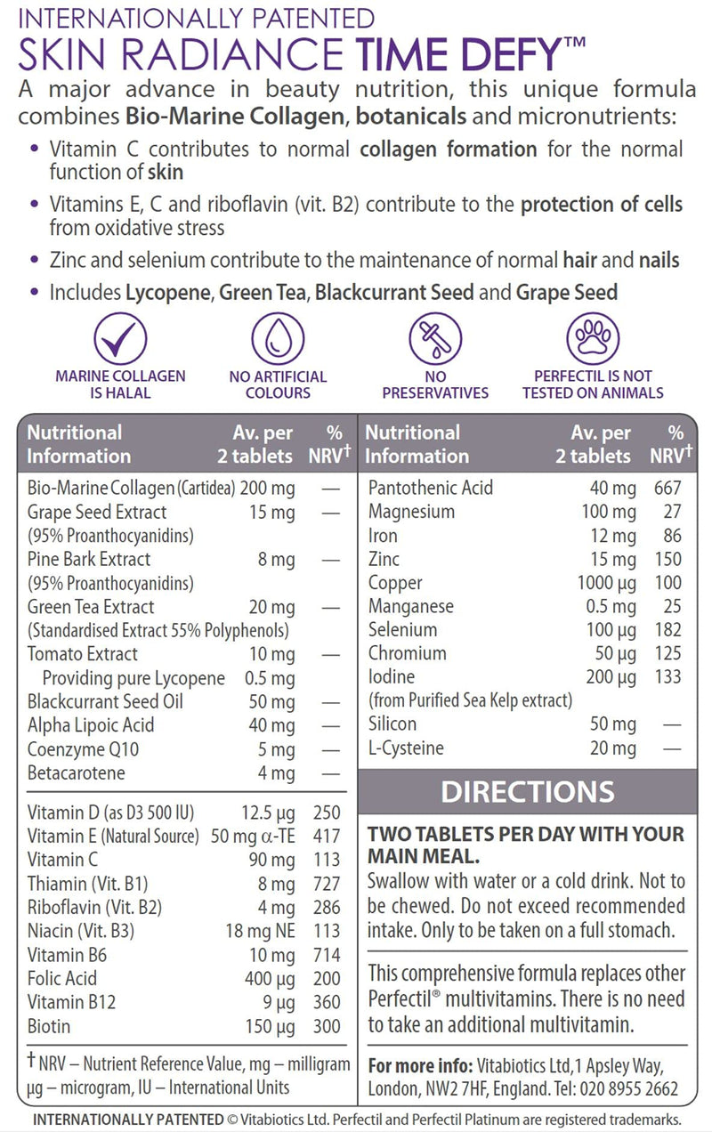 Perfectil Platinum Skin Radiance Tablets with Time Defy Complex, Vitabiotics