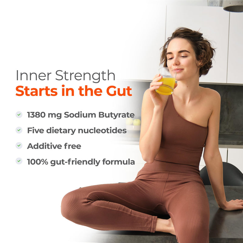 Nucleobutin Forte (60 Capsules) Enteric-Coated Sodium Butyrate with Dietary Nucleotides | Sodium Supplement for Gut Health, Bloat, Gas Digestive & Immune Support | Palm-Oil Free