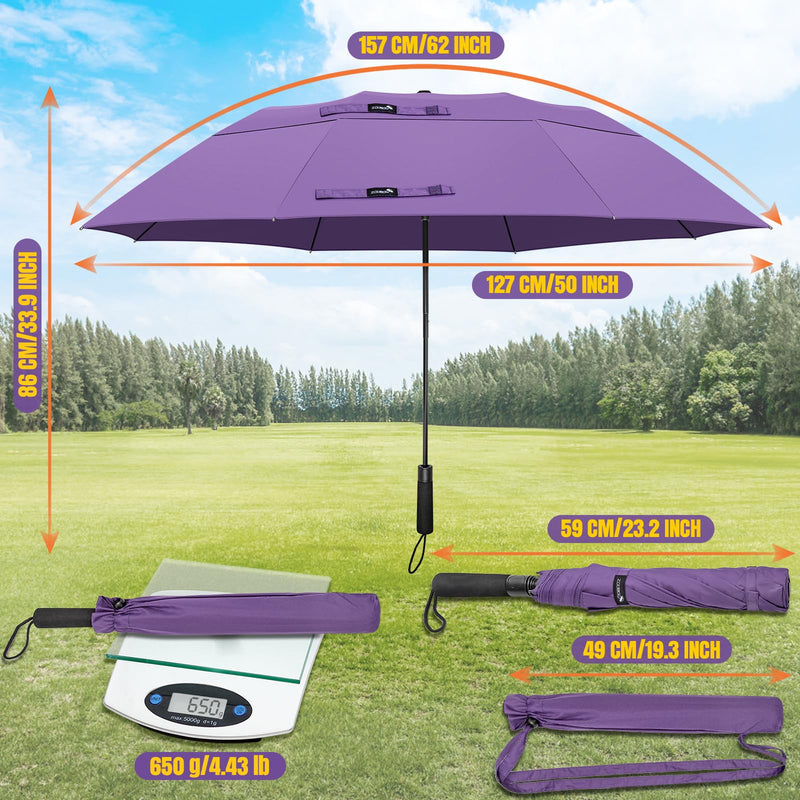 ZOMAKE Travel Umbrella Compact - 45/62 Inch Portable Collapsible Umbrellas for Rain Windproof - Paraguas Automatic Small Folding Umbrella Lightweight Packable Umbrella for Women Men(Navy Blue&Purple)