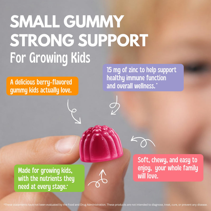 Viteey Zinc for Kids Gummies - 15mg - Tasty Chewable Berry Flavor Gummy | Immune Support - Powerful Natural Antioxidant, Kids Zinc Vitamin Supplement - Vegan, Gelatin Free, Gluten Free - 60 Count 60 Count (Pack of 1)