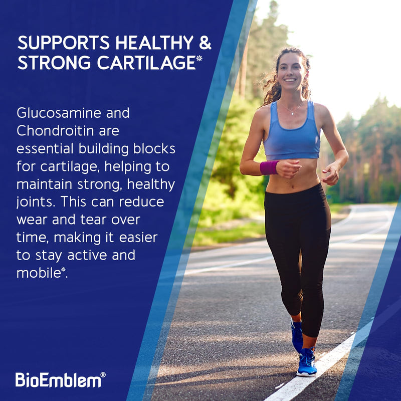 BioEmblem Glucosamine Chondroitin MSM Sulfate 1500mg, 90 Capsules | Joint Support Supplement with Boswellia, Turmeric & Hyaluronic Acid - For Mobility, Flexibility & Cartilage Health, Non-GMO