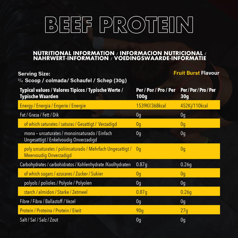 NXT Beef Protein Isolate 540g - High Protein Powder in Natural Amino Acids - Paleo, Keto Friendly - Dairy and Gluten Free | 540g (Fruit Burst)