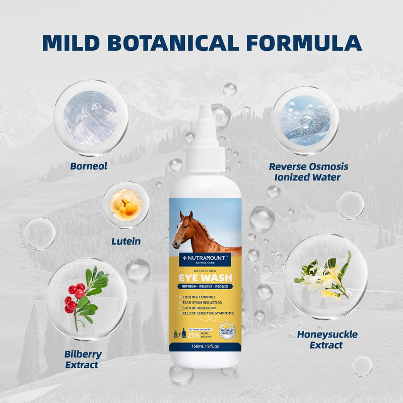 [Australia] - Eye Wash for Horses and Ponies 150ML/5 fl. oz Mild Botanical Formula Reduces Tear Staining 1 Bottle 1 Piece 