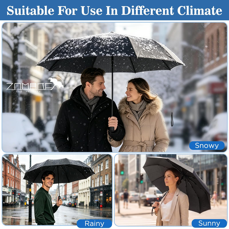 ZOMAKE Travel Umbrella Compact, 45/54 Inch Windproof Collapsible Portable Small Umbrella For Rain, Automatic Folding Umbrella Lightweight Packable Paraguas For Women Men 45IN 4 Pcs