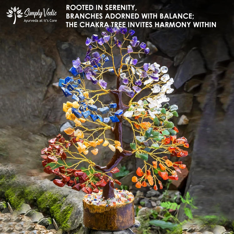 [Australia] - Simply Vedic 7 Chakra Crystal Tree of Life| for Positive Energy, Happiness, Chakra Activation| Natural Healing Gemstone Money Tree Feng Shui Spiritual Gift Home Decor 