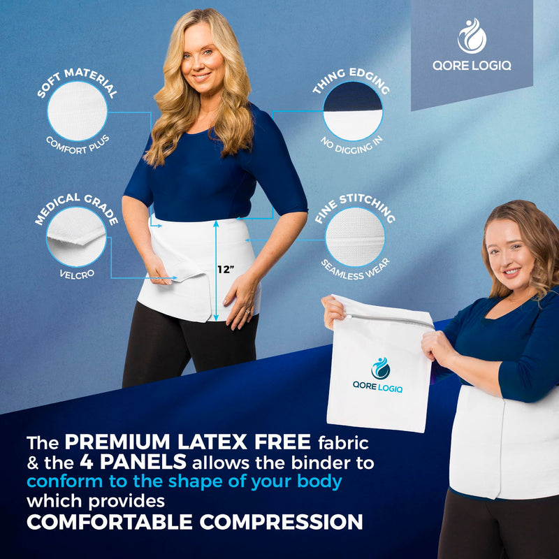 [Australia] - QORE LOGIQ Plus Size Abdominal Binder Post Surgery for larger Men + Women - Postpartum Belly Band - Compression Garment - Hernia Belt For Men + Woman - C Section Belly Binder - Adjustable (12 INCH XXXX-Large 12 INCH 