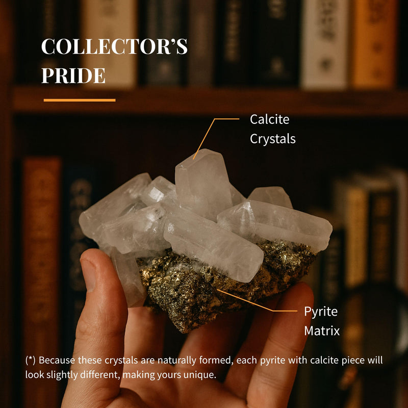 Natural Calcite Crystal from Peru - Authentic Energy Stone Specimen Formed with Several Crystals | Cluster, Druse or Twin Shapes | for Collection, Decoration or Gifting (8 to 9 Ounce) 8 to 9 Ounce