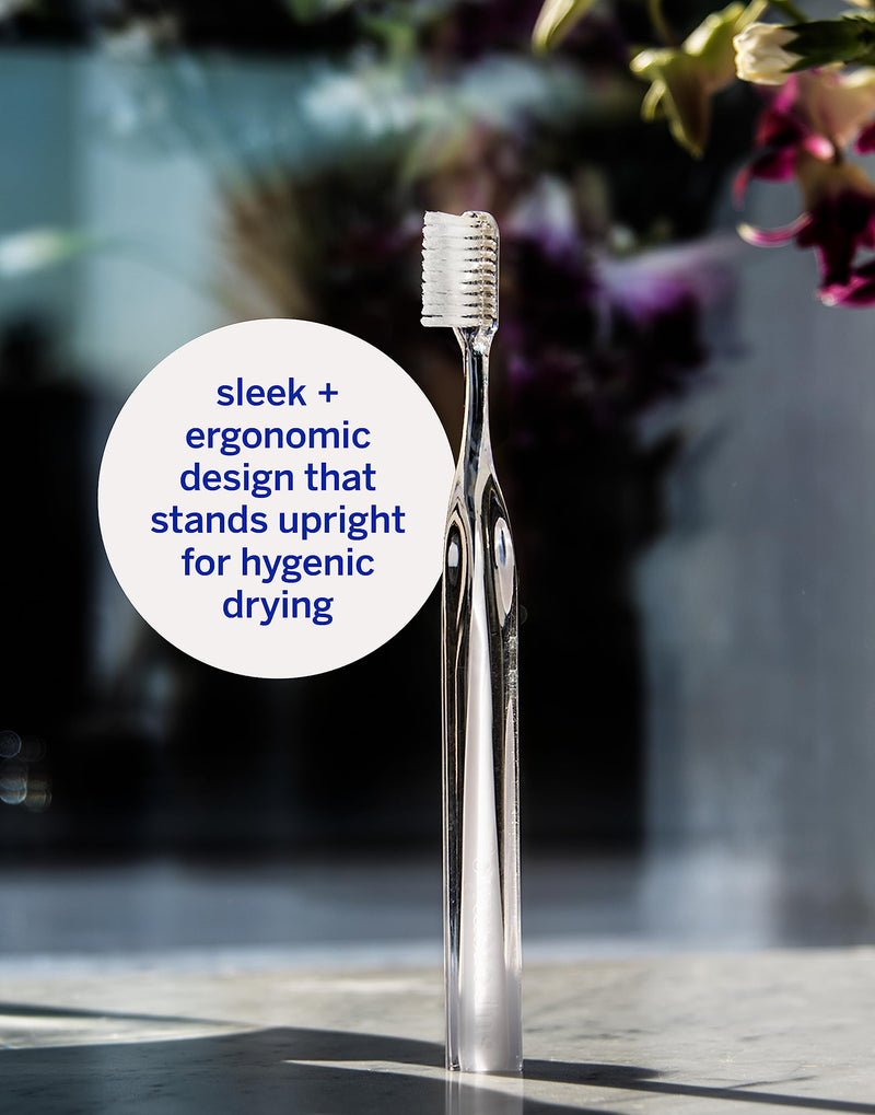 Supersmile Crystal Collection Toothbrush - Whitening Tooth Brush w/Ergonomic Handle - Patented 45° Soft Nylon Bristle Tooth Brushes for Adults & Children, White Coral