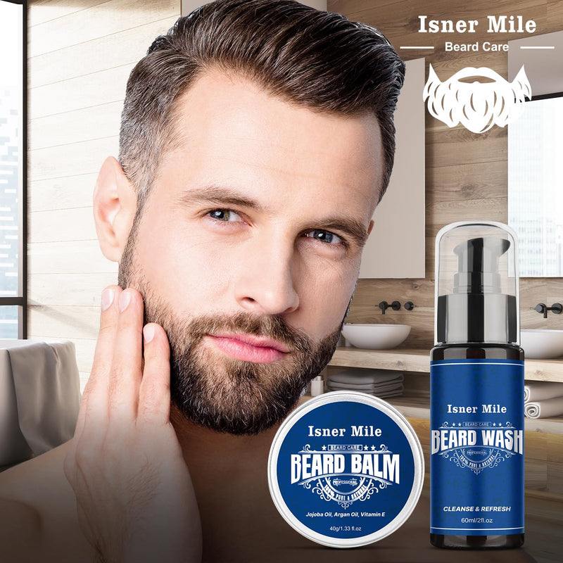 [Australia] - Beard care set for men - beard growth kit with beard oil, beard brush, beard balm, beard comb, beard wash, beard scissors, gifts for men dad argan oil 