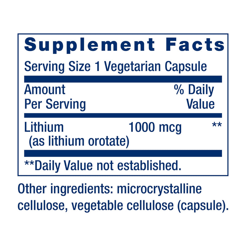 [Australia] - Life Extension Lithium, 1000 mcg ‚Äì Lithium Orotate ‚Äì Helps Maintain Cognitive Function & Memory ‚Äì Low-Dose Formula ‚Äì Non-GMO, Gluten-Free, Vegetarian ‚Äì 100 Capsules 