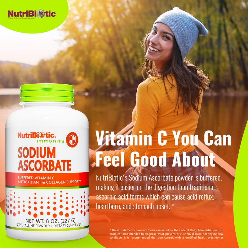 NutriBiotic - Sodium Ascorbate Buffered Vitamin C Powder, 8 Oz | Vegan, Non Acidic & Easier on Digestion Than Ascorbic Acid | Essential Immune Support & Antioxidant Supplement | Gluten & GMO Free 8 Ounce (Pack of 1)