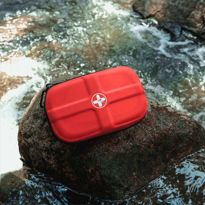 [Australia] - RHINO RESCUE First Aid Kit, HSA/FSA Eligible, Waterproof Portable Emergency Medical Kit for Travel, Home, Car, College Dorm, Camping, Hiking, Backpacking (Red) Red 
