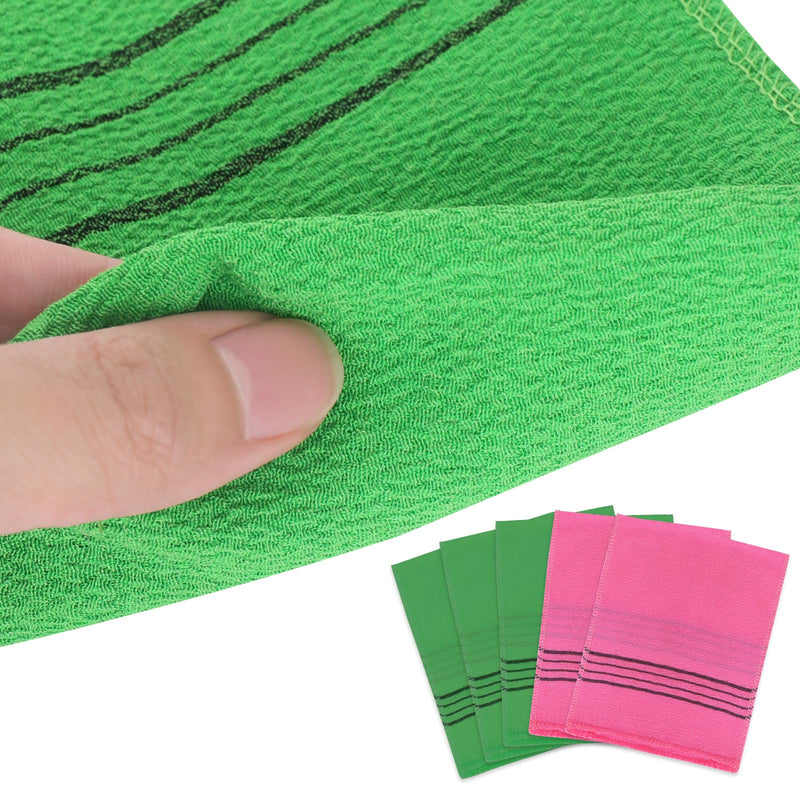 [Australia] - 5pcs Asian Exfoliating Gloves Double Sided Korean Scrubbing Washcloth Italy Towel for Dead Skin Removal Callus Scrubber Shower Exfoliating Glove (Pink Green) 2 Pink, 3 Green 